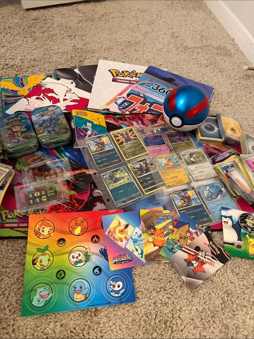 Pokemon TCG tins, Pokemon posters, cards, playmat, stickers, and more
